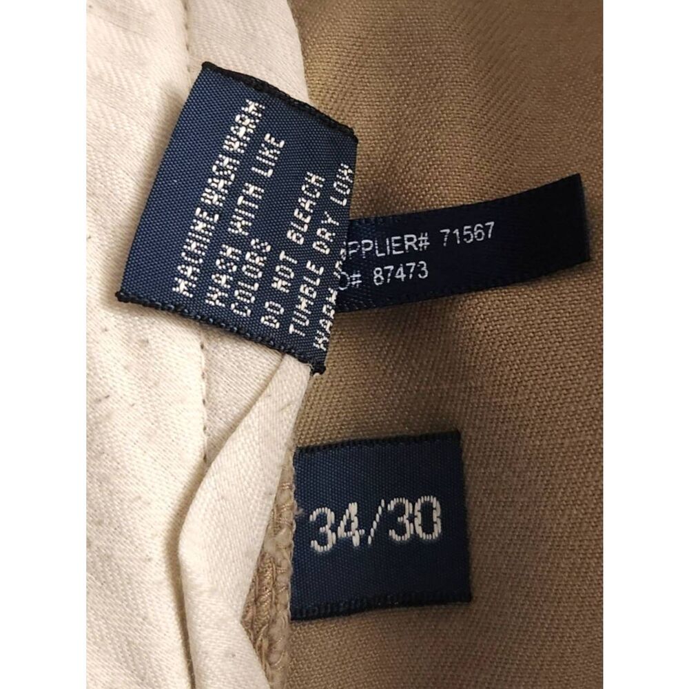 Polo Ralph Lauren Khaki pants Pleated tan Men's 34x29* Measured Pony Logo Ethan - Picture 2 of 9